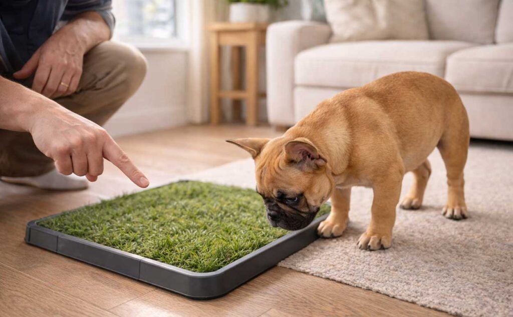 Indoor potty training French Bulldog puppy