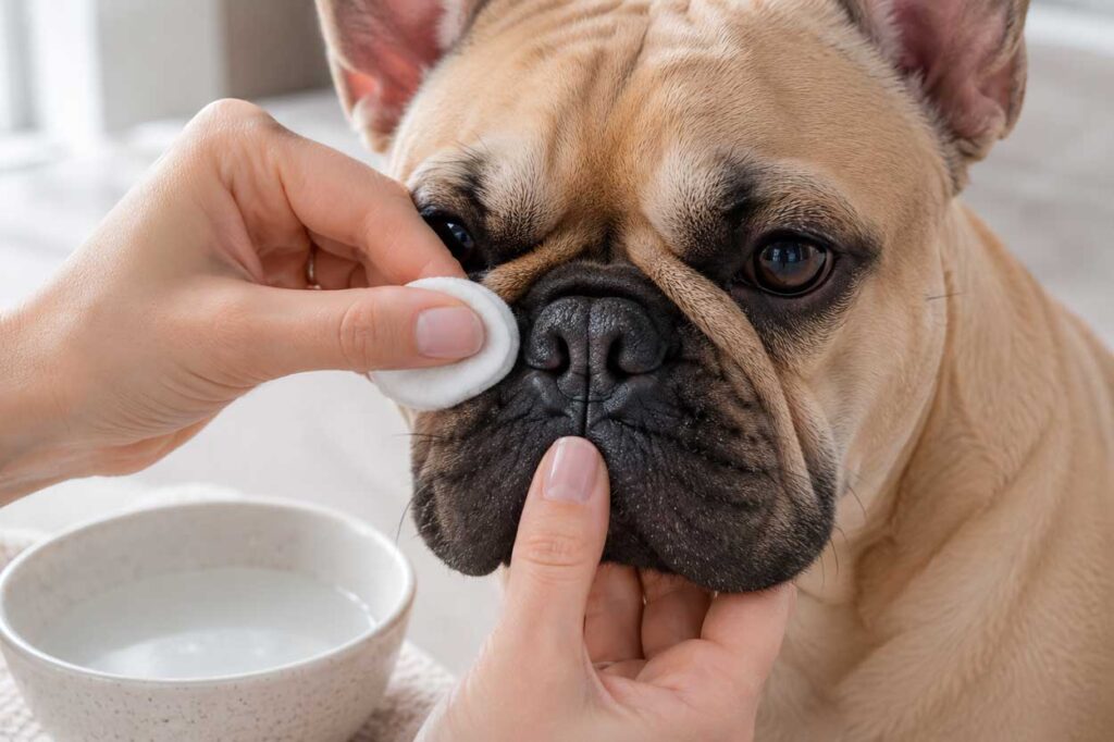 how to clean French Bulldog nose folds