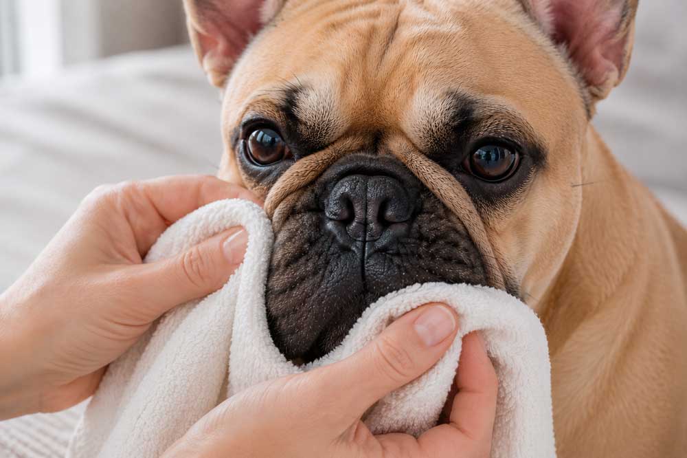 how to clean French Bulldog nose folds