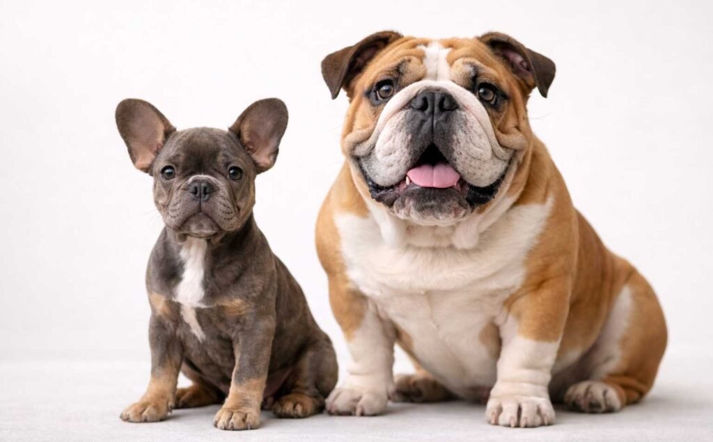 French Bulldog vs English Bulldog comparison showing size and appearance differences