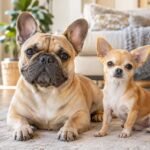 French Bulldog and Chihuahua with their owner at home